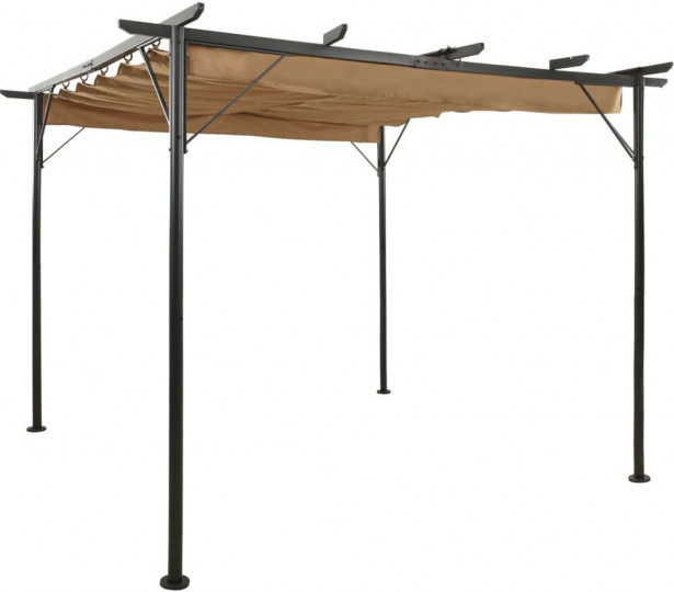 Pergola sisäänvedettävä katto taupe 3x3 m teräs 180 g/mâ²_1