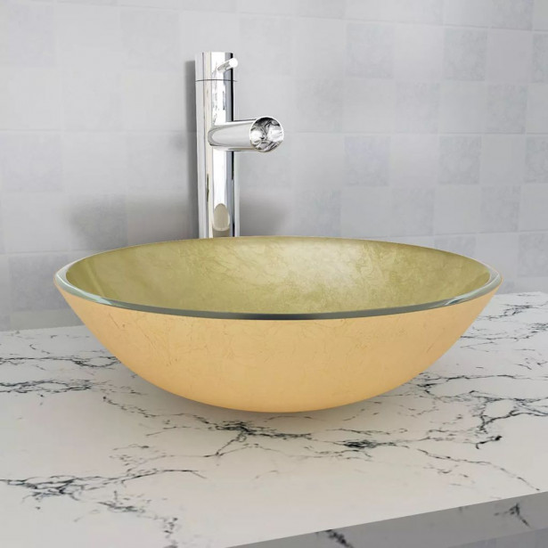 Pesuallas Karkaistu Lasi 42 cm Kulta