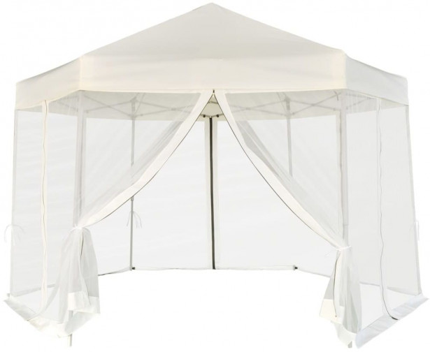 Pop-up teltta 6 sivuseinällä kuusikulmainen 3,6x3,1 m kerma_1