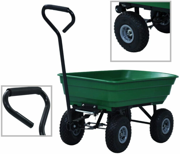 Puutarhan kippikärry 300 kg 75 l vihreä