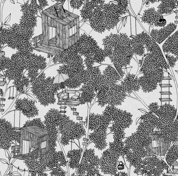 Tapetti Rebel Walls Treehouse Graphite