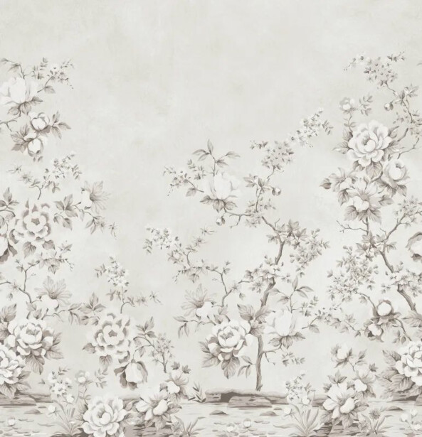 Kuvatapetti Rebel Walls Floral Chinoiserie harmaa, mittatilaus, non-woven