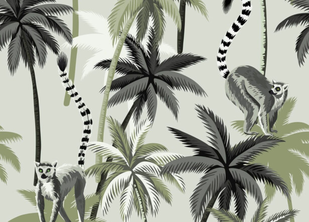 Kuvatapetti Rebel Walls Lemur Palms vihreä, mittatilaus, non-woven