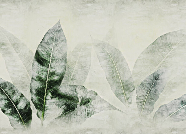 Kuvatapetti Rebel Walls Misty Leafs vihreä, mittatilaus, non-woven