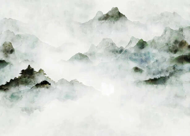 Kuvatapetti Rebel Walls Serene Mountains vihreä, mittatilaus, non-woven