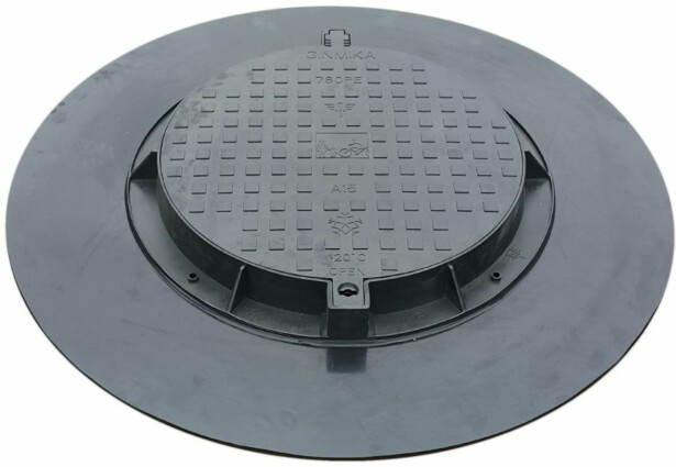 Muovinen kaivon kansi Ginmika ∅600 mm + kaulus ∅1200x95 mm, musta