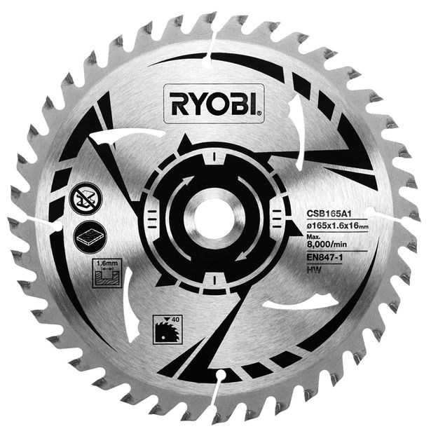 Pyörösahanterä Ryobi CSB165A1, 165mm, 40 hammasta