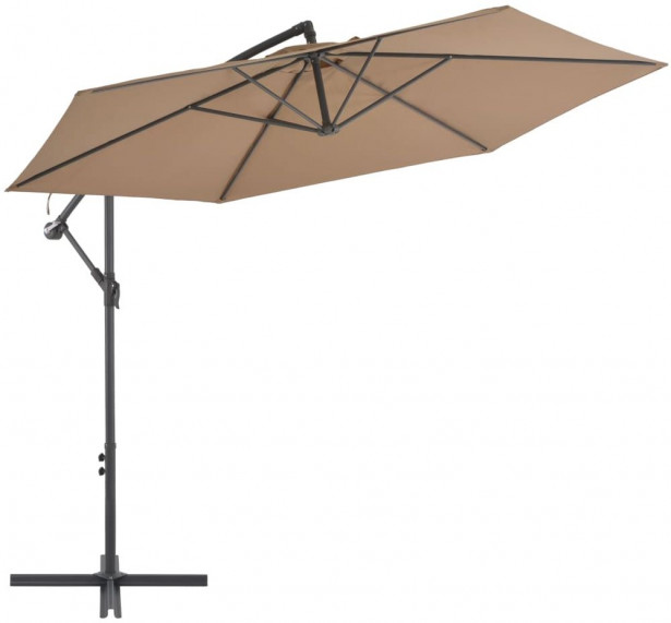 Riippuva aurinkovarjo alumiinipylväällä 300 cm ruskeanharmaa_1