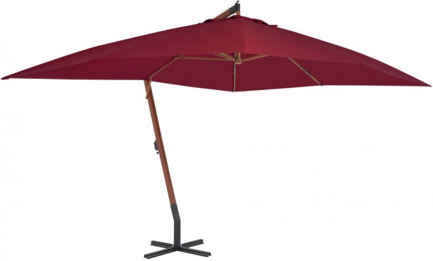 Riippuva aurinkovarjo puupylväällä 400x300 cm viininpunainen_1