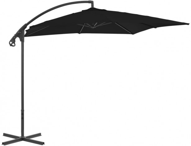 Riippuva aurinkovarjo teräspylväällä 250x250 cm musta_1
