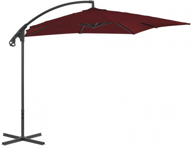 Riippuva aurinkovarjo teräspylväällä 250x250 cm viininpunainen_1