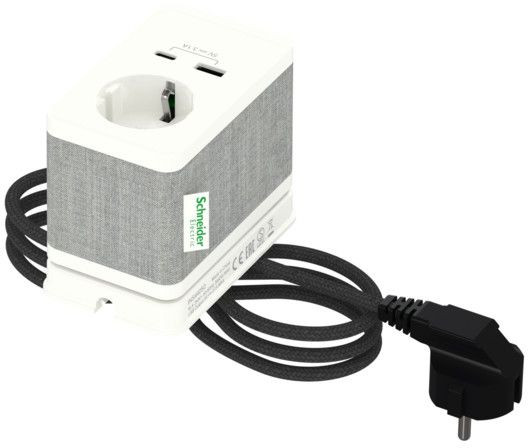 Pistorasiayksikkö Schneider electric Unica System+, pöytäyksikkö, S Schuko+USB-A/C, valkoinen