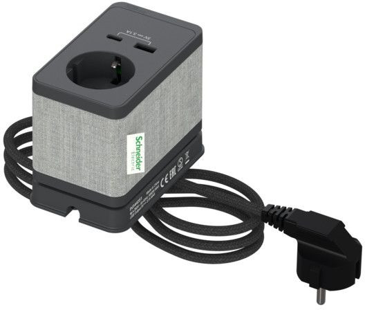 Pistorasiayksikkö Schneider electric Unica System+, pöytäyksikkö, S Schuko+USB-A/C, antrasiitti
