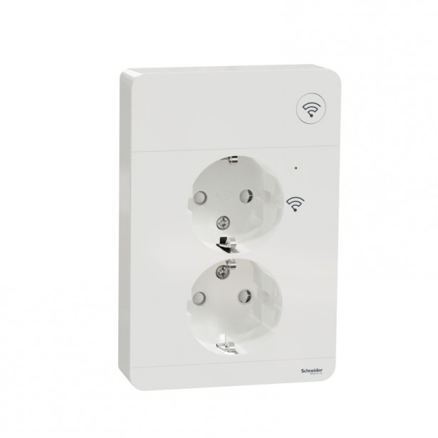 Älypistorasia Schneider Electric Wiser Exxact, 2-osainen, UPJ Zigbee, valkoinen 