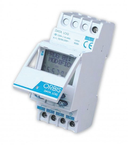 Digitaalinen kellokytkin Orbis Crono, DATA, LOG 2, 2x16A, 230V, 2-piiri