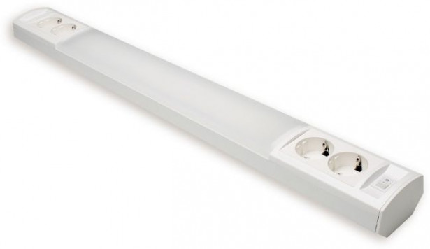 LED-työpistevalaisin Ensto Ami AL124L880, 10W/830/840, 882mm, 2x2-osainen pistorasia + kytkin, valkoinen