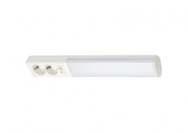 LED-työpistevalaisin Airam Handy 450, 5W/830/840, 450x74mm, 2-osainen pistorasia+kytkin, IP21, valkoinen/opaali