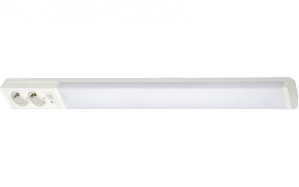 LED-työpistevalaisin Airam Handy 750, 11W/830/840, 750x74mm, 2-osainen pistorasia+kytkin, IP21, valkoinen/opaali