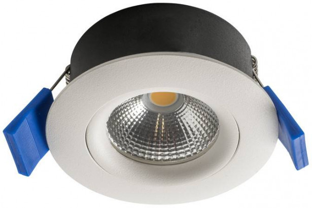 LED-alasvalo Airam Compact, Ø80x39mm, IP44, 5W/830, himmennettävä, suunnattava, valkoinen