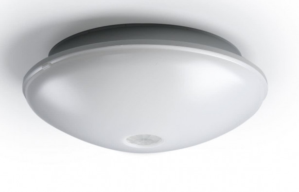 LED-tunnistinvalaisin Ensto AVR254, 11W/840, PIR, Ø254x95mm, IP54, vaaleanharmaa