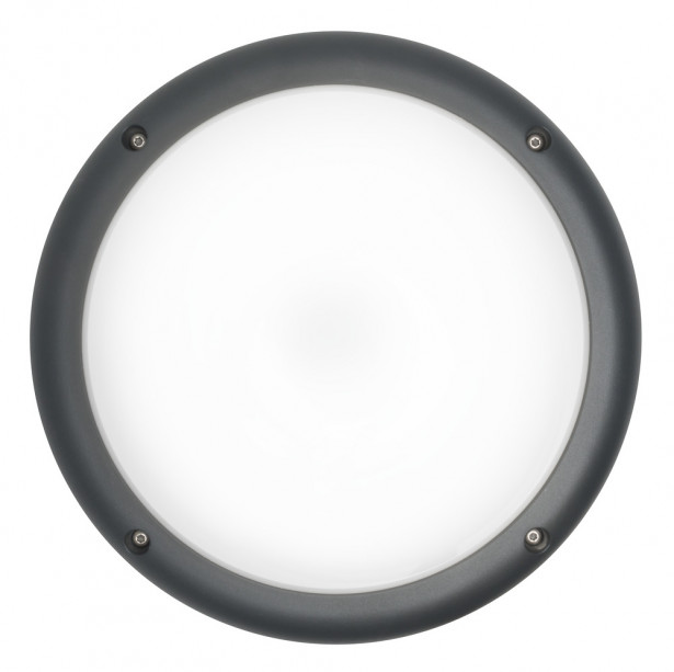 LED-ulkoseinävalaisin Airam Cestus Round, 20W/840, Ø261x140mm, IP65, antrasiitti/opaali