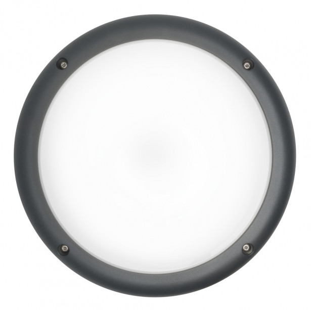 LED-ulkoseinävalaisin Airam Cestus Round, max 100W, E27, Ø261x140mm, IP65, antrasiitti/opaali