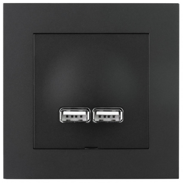 USB-latauspistorasia ELKO Plus, 2,1A, musta