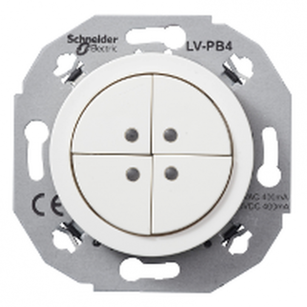 Pienjännitepainike Schneider Electric Renova,  4-osainen, 12-30V DC, 12-24V AC, valkoinen