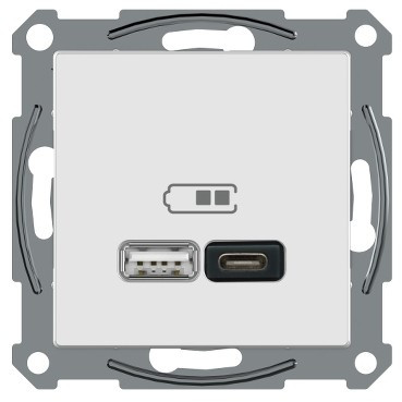 USB-latauspistorasia Schneider Electric A + C 2,4 A valkoinen, Exxact