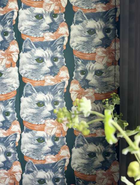 Tapetti Studio Lisa Bengtsson Crazy Cat Lady vihreä, non-woven