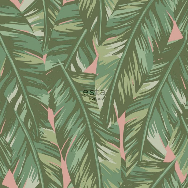 Tapetti ESTA Jungle Fever 139015, 0.53x10.05m, non-woven, vihreä/vaaleanpunainen