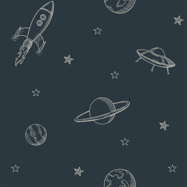 Tapetti Esta To The Moon And Back 139422, non-woven, mustavalkoinen