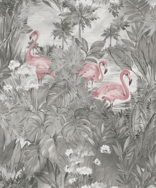 Tapetti Amazonia Sarasota Grey/Pink, 0.53x10.05m, non-woven