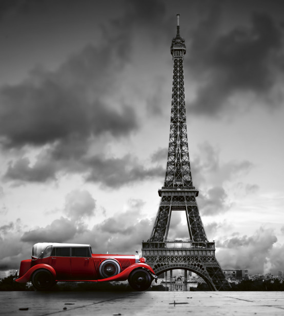 Maisematapetti Dimex Retro Car In Paris, 225x250cm