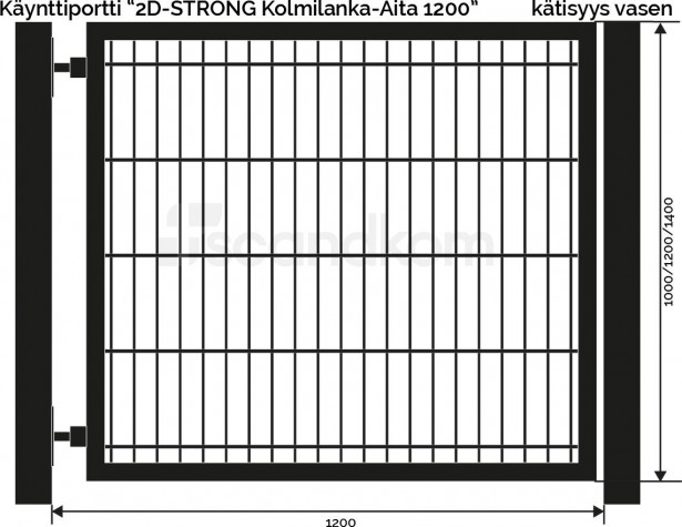 Käyntiportti Scandkom 2D Strong, 1200x1200mm