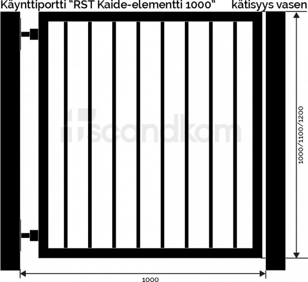 Käyntiportti Scandkom Kaide 1100x1000mm, rst