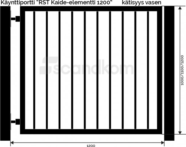 Käyntiportti Scandkom Kaide 1100x1200mm, rst