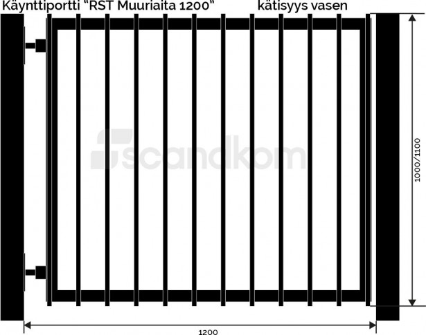 Käyntiportti Scandkom Muuriaita 1000x1200mm, rst