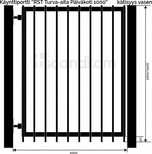 Käyntiportti Scandkom Turva-aita Päiväkoti 1200x1000mm, rst