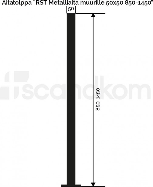 Aitatolppa Scandkom muurille, 50x50x1150mm, rst