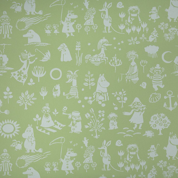 Tapetti Sandudd Moomin 5164-6, 0,53x11,2m, vihreä, non-woven