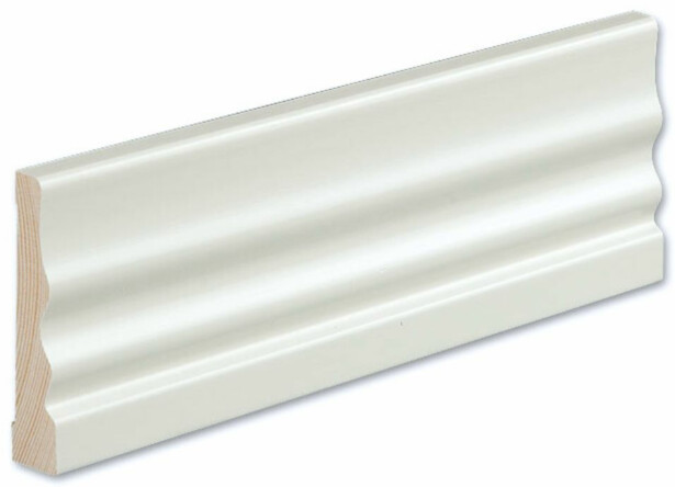 Peitelista/jalkalista Siparila Kinos 15x90x3600mm, puhtaanvalkoinen