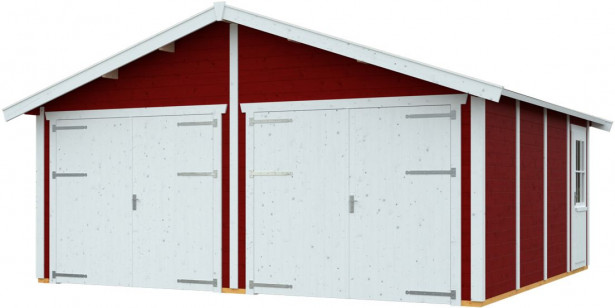 Autotalli Skan Holz Varberg 3, 29.9m², punainen