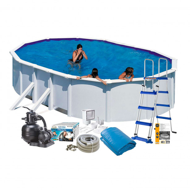 Uima-allaspaketti Swim & Fun Basic 120, 610 x 375 cm valkoinen