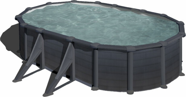 Uima-allas Gre by Swim & Fun, ovaalinmuotoinen, 500x300x132cm, grafiitinmusta, ulkopuoliset tuet