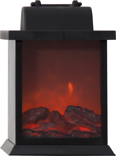 LED-lyhty Star Trading Fireplace, 21cm, musta