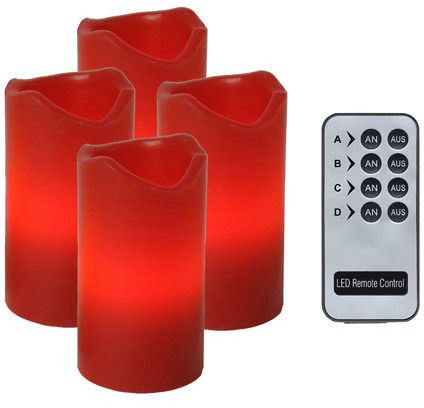LED-pöytäkynttilä Star Trading Advent, 10cm, punainen, 4 kpl + kaukosäädin