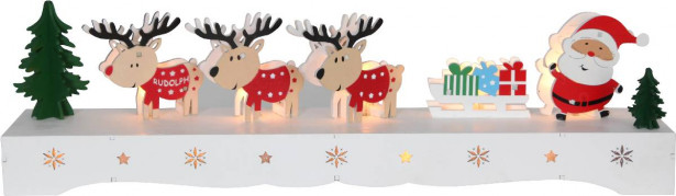 LED-valokoriste Star Trading Rudolf, 9 valoa, 110x430x80mm, valkoinen