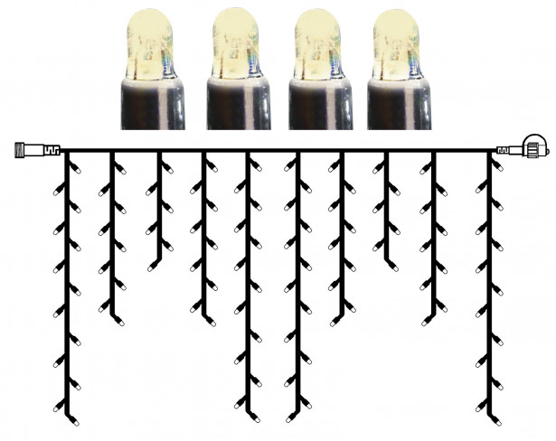 Jääpuikkonauha System LED Extra musta 8W 100 valoa 2x1m lämmin valkoinen