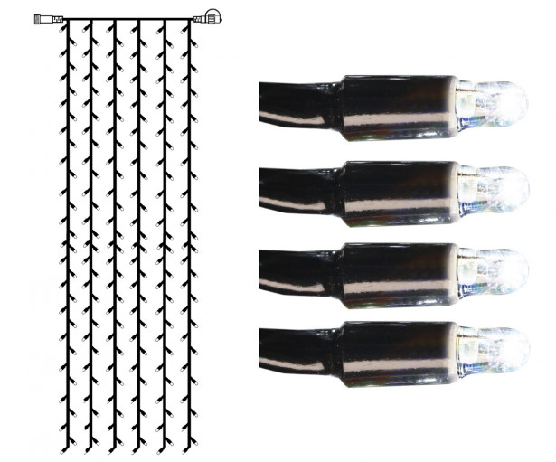 Valoverho System LED Extra musta 12W 204 valoa 1x4m kylmä valkoinen
